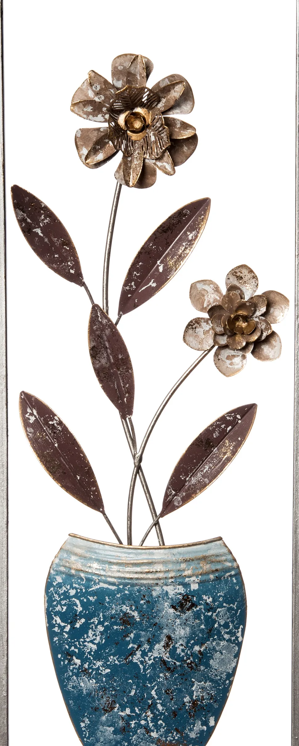 Intratuin Outdoor-Wanddeko Blume braun / blau 20 x 51 x 2,5 cm