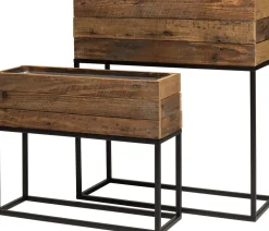 Intratuin Pflanzkübel auf Ständer schwarz / Holz 55 x 21 x 60,5 cm