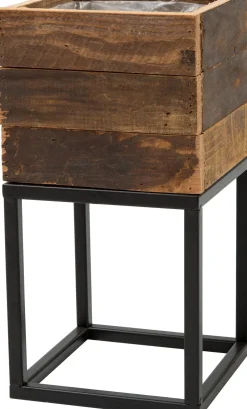 Intratuin Pflanzkübel Miles mit Ständer schwarz / Holz 18 x 18 x 34 cm