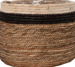 Intratuin Pflanzkorb Didi naturell / schwarz / weiß D 15 H 15 cm