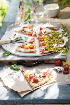 Intratuin Pizzastein für Grill mit Pizzaschneider