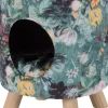 Intratuin Pouf mit Katzenkörbchen Blumenprint D 35 H 42 cm