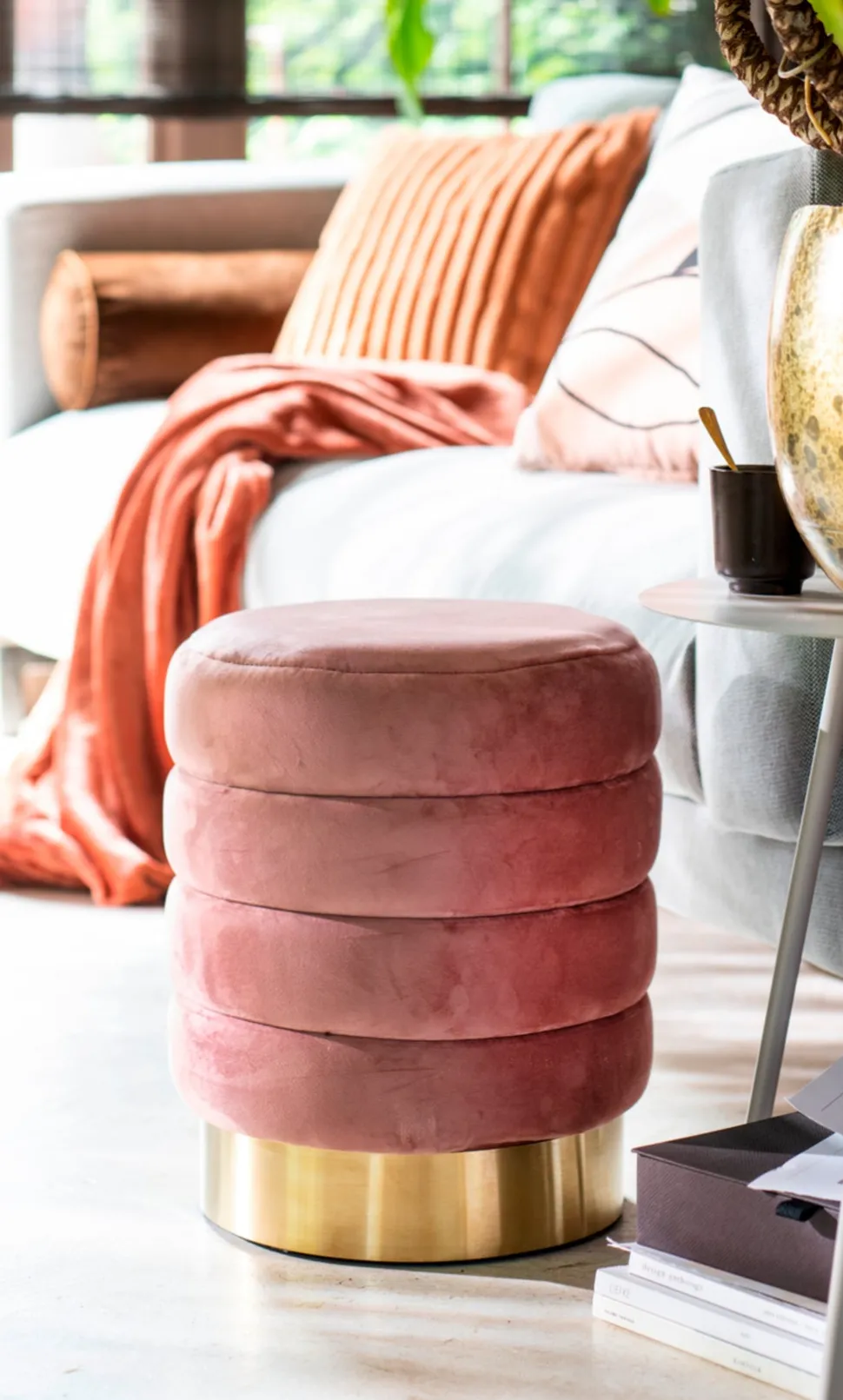 Intratuin Pouf Tate rosa D 40 H 43 cm