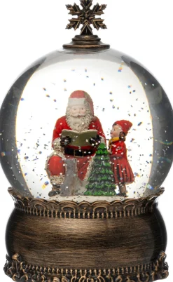 Intratuin Schneekugel Weihnachtsmann bronze mit Beleuchtung D 12 H 18,6 cm