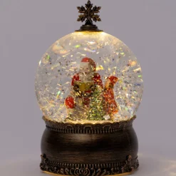 Intratuin Schneekugel Weihnachtsmann bronze mit Beleuchtung D 12 H 18,6 cm