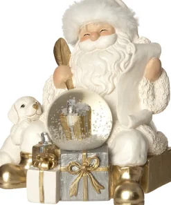 Intratuin Schneekugel Weihnachtsmann Miriam gold/weiß 14 x 12 x 14 cm