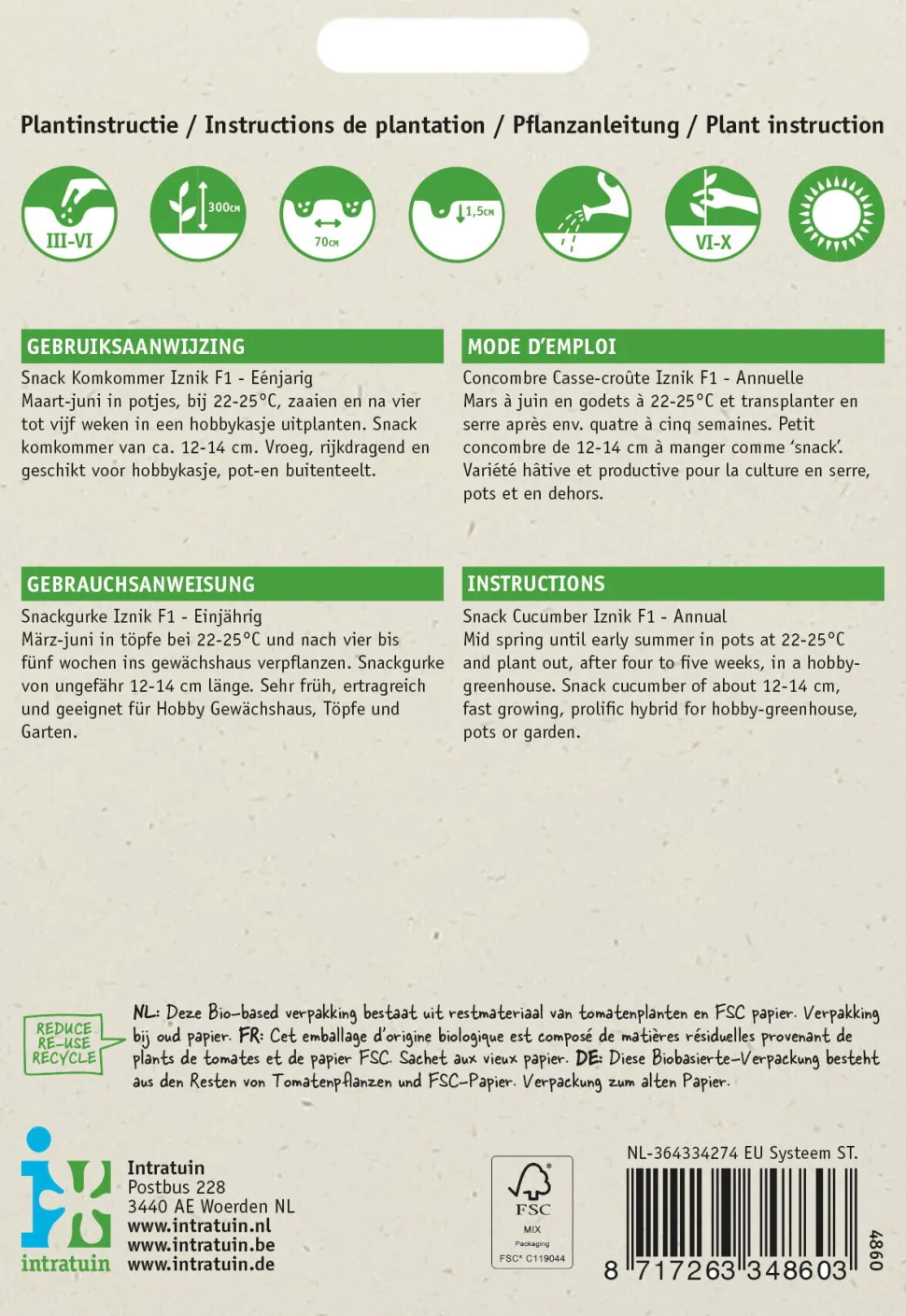 Intratuin Snackgurke (Cucumus sativus 'Iznik F1') Samen