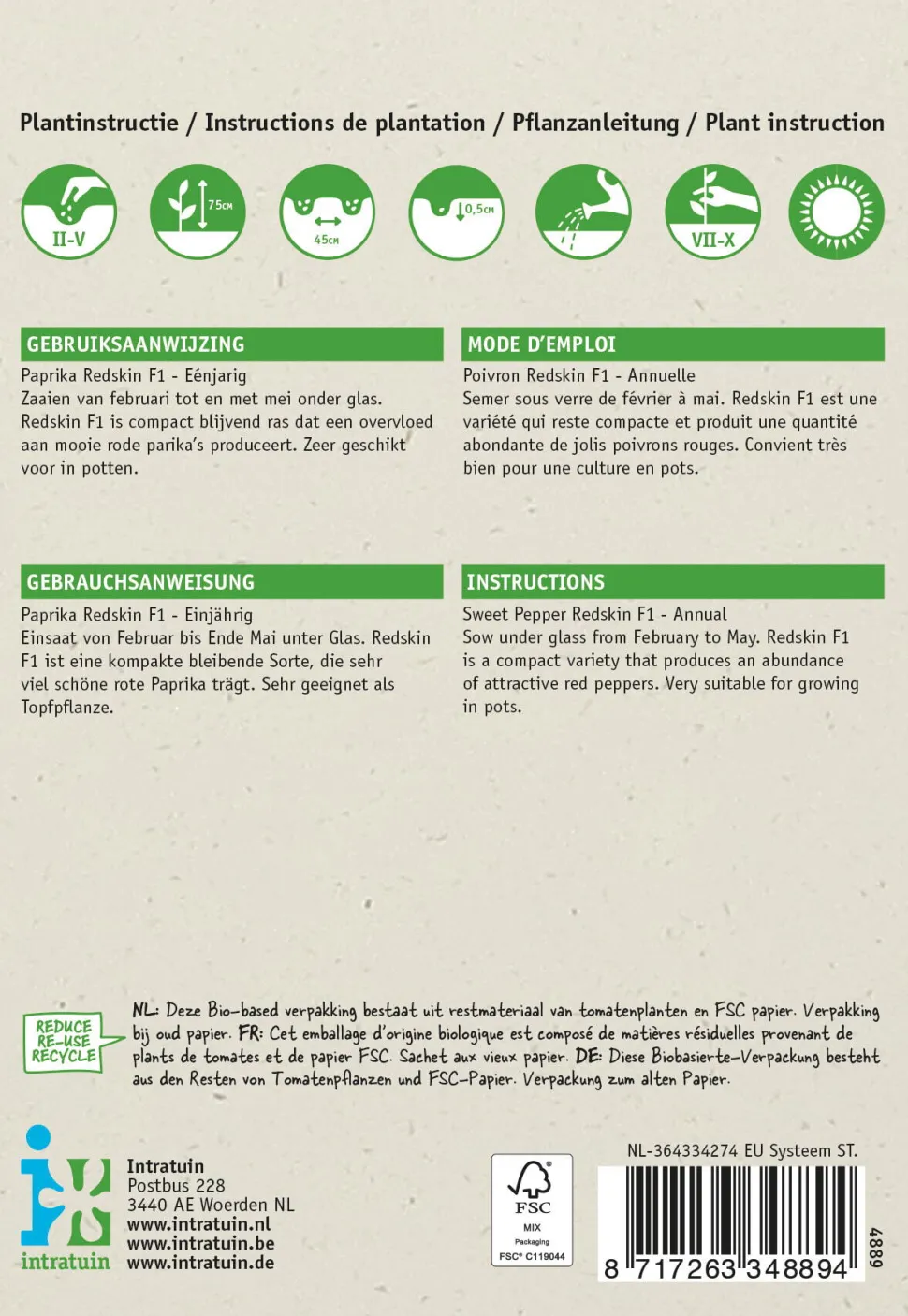 Intratuin Snack-Paprika (Capsicum annuum 'Patio Paragon') Samen