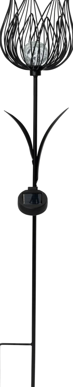 Intratuin Solar Gartenstecker Blume schwarz D 19 H 105 cm