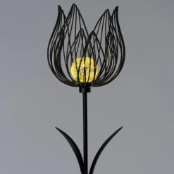 Intratuin Solar Gartenstecker Blume schwarz D 19 H 105 cm