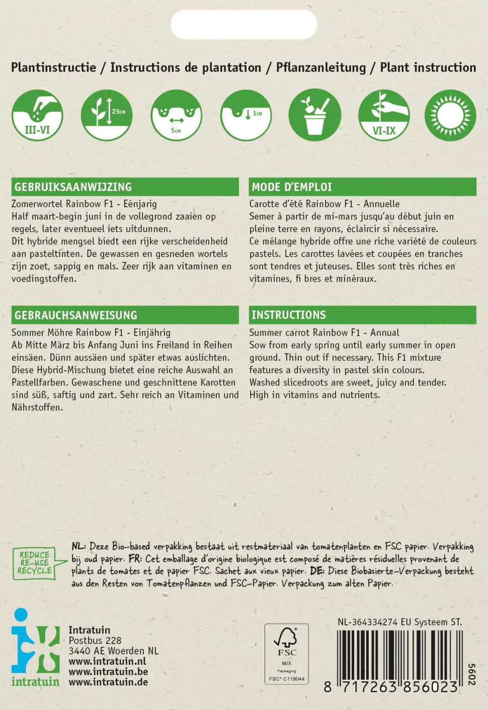 Intratuin Sommer-Möhre 'Regenbogen' (Daucus carota var. Sativus) Samen