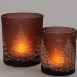 Intratuin Teelichthalter Mat Tannenbaum braun D 7 H 8 cm