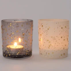 Intratuin Teelichthalter mit Sterne D 7 H 8 cm silber