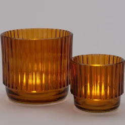 Intratuin Teelichthalter Ties braun D 12 H 12 cm