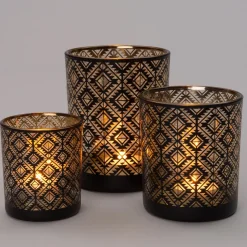 Intratuin Teelichthalter Rauten Noah schwarz D 7 H 8 cm