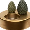 Intratuin Teelichthalter Tannenzapfen gold D 12 H 9,5 cm