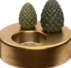 Intratuin Teelichthalter Tannenzapfen gold D 12 H 9,5 cm