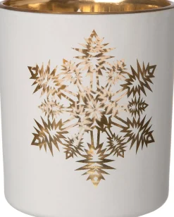 Intratuin Teelichthalter Schneeflocke Anton weiß D 7 H 8 cm