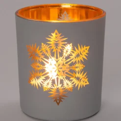 Intratuin Teelichthalter Schneeflocke Anton weiß D 7 H 8 cm