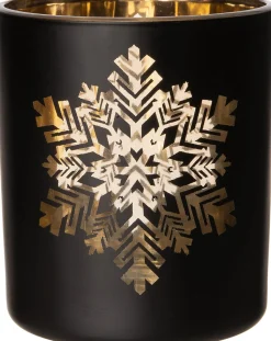 Intratuin Teelichthalter Schneeflocke Anton schwarz D 7 H 8 cm
