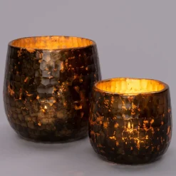 Intratuin Teelichthalter Puk braun D 10 H 10 cm