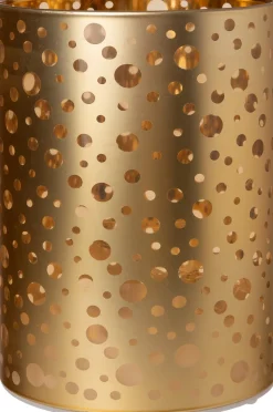 Intratuin Teelichthalter Punkte Abigail gold mit LED D 9 H 16 cm