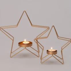 Intratuin Teelichthalter Stern gold 18 x 6,7 x 19 cm
