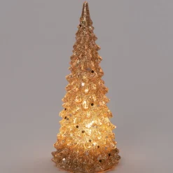 Intratuin Tischleuchte Weihnachtsbaum gold mit 1 LED warmweiß 7,5 x 7,5 x 17 cm