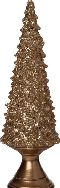 Intratuin Tischleuchte Weihnachtsbaum gold warmweiß 9,5 x 9,8 x 28 cm