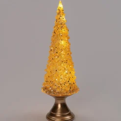 Intratuin Tischleuchte Weihnachtsbaum gold warmweiß 9,5 x 9,8 x 28 cm