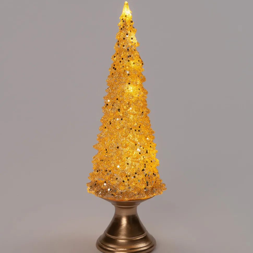 Intratuin Tischleuchte Weihnachtsbaum gold warmweiß 9,5 x 9,8 x 28 cm