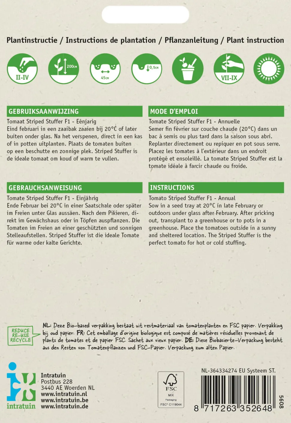 Intratuin Tomaten (Lycopersicon esculentum 'Striped Stuffer' F1) Samen