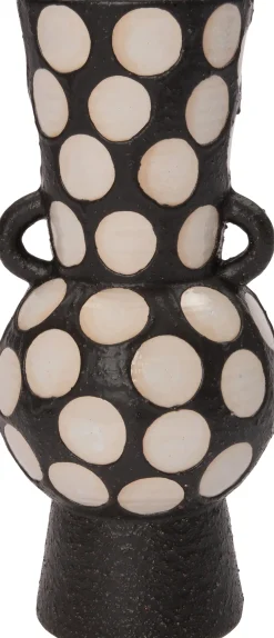 Intratuin Vase mit Fuß Pygros schwarz / beige D 17 H 38 cm