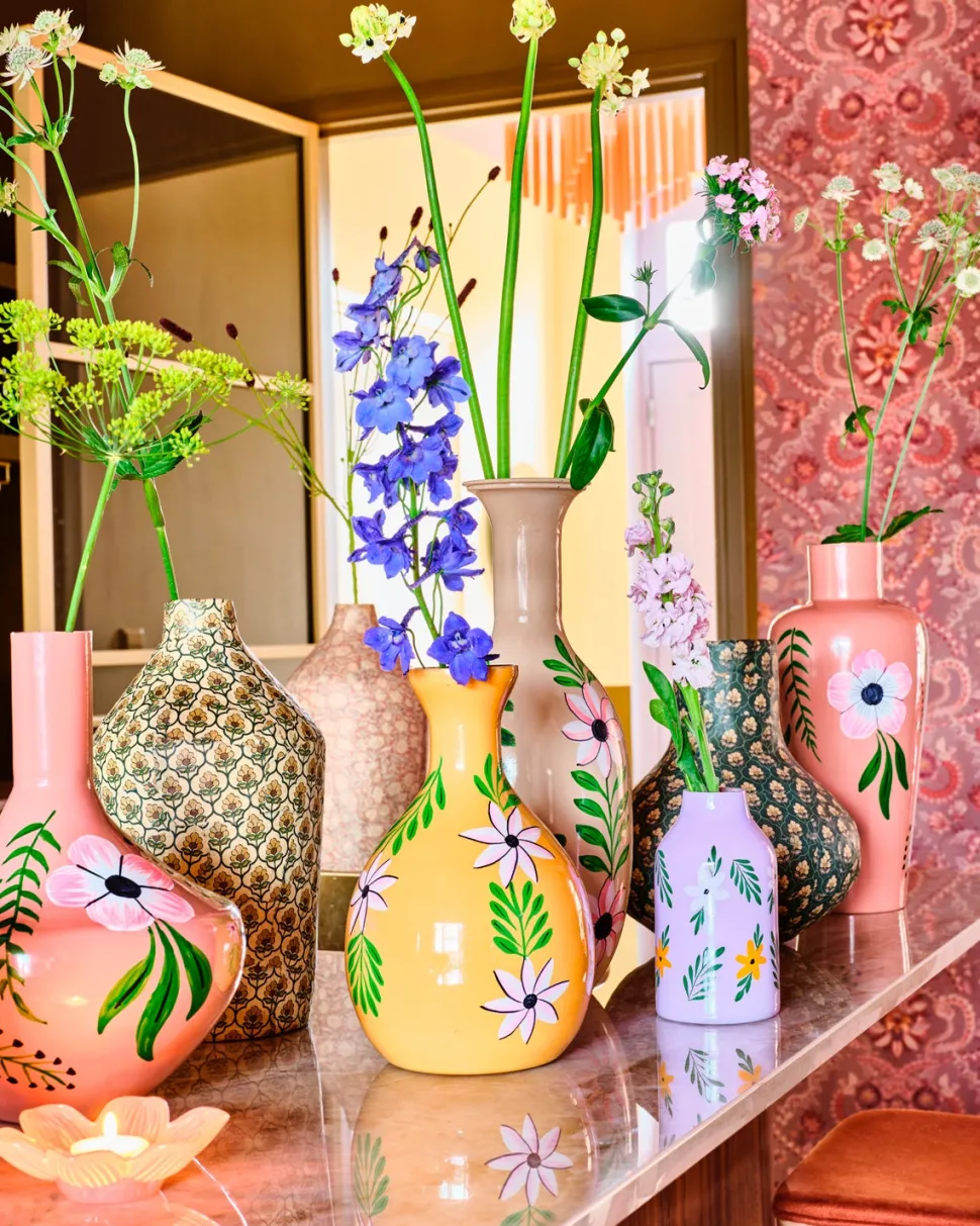 Intratuin Vase Shain beige/grün D 14 H 38 cm