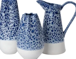 Intratuin Vase Tuva blau / weiß D 13,5 H 34 cm