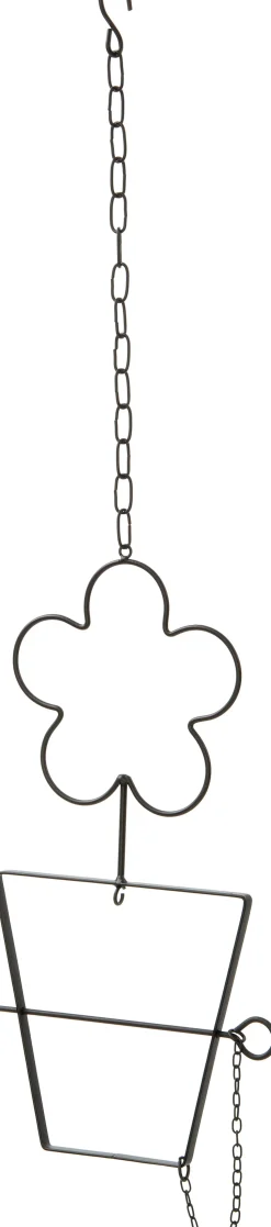 Intratuin Vogelfutterhalter hängend Blume schwarz 18 x 0,5 x 31 cm