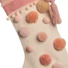 Intratuin Weihnachtsbaumschmuck Weihnachtsstrumpf mit Pompoms rosa 62 x 28 x 4 cm