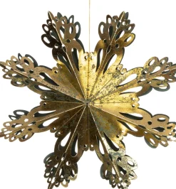 Intratuin Weihnachtsbaumschmuck Papier Schneeflocke grün / gold D 23 cm