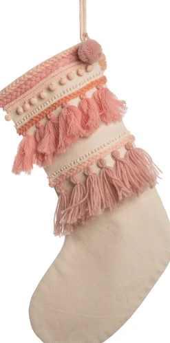 Intratuin Weihnachtsbaumschmuck Weihnachtsstrumpf Tassel rosa 62 x 28 x 4 cm