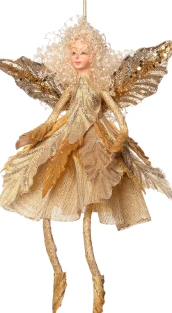 Intratuin Weihnachtsbaumschmuck Fee mit Glitzer 30 x 17 x 6 cm gold