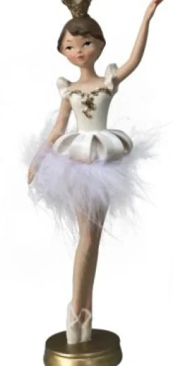 Intratuin Weihnachtsdeko Ballerina gold/weiß 7,3 x 4 x 17 cm