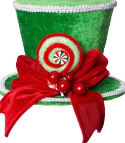 Intratuin Weihnachtsdeko Candyline Hut mit Schleife grün / rot D 16 H 12 cm