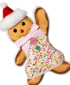 Intratuin Weihnachtsdeko Candyline Lebkuchenmann braun / rosa 22 x 13 x 2 cm