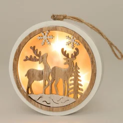 Intratuin Weihnachtsdeko Hirsche 12 x 2 x 12 cm mit LED Beleuchtung extra warm