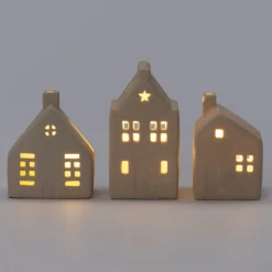 Intratuin Weihnachtsdeko Häuschen Ole grau mit Beleuchtung 8 x 7,5 x 11,5 cm