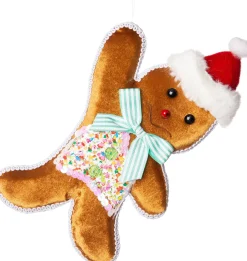 Intratuin Weihnachtsdeko Candyline Lebkuchenmann braun / blau 22 x 13 x 2 cm