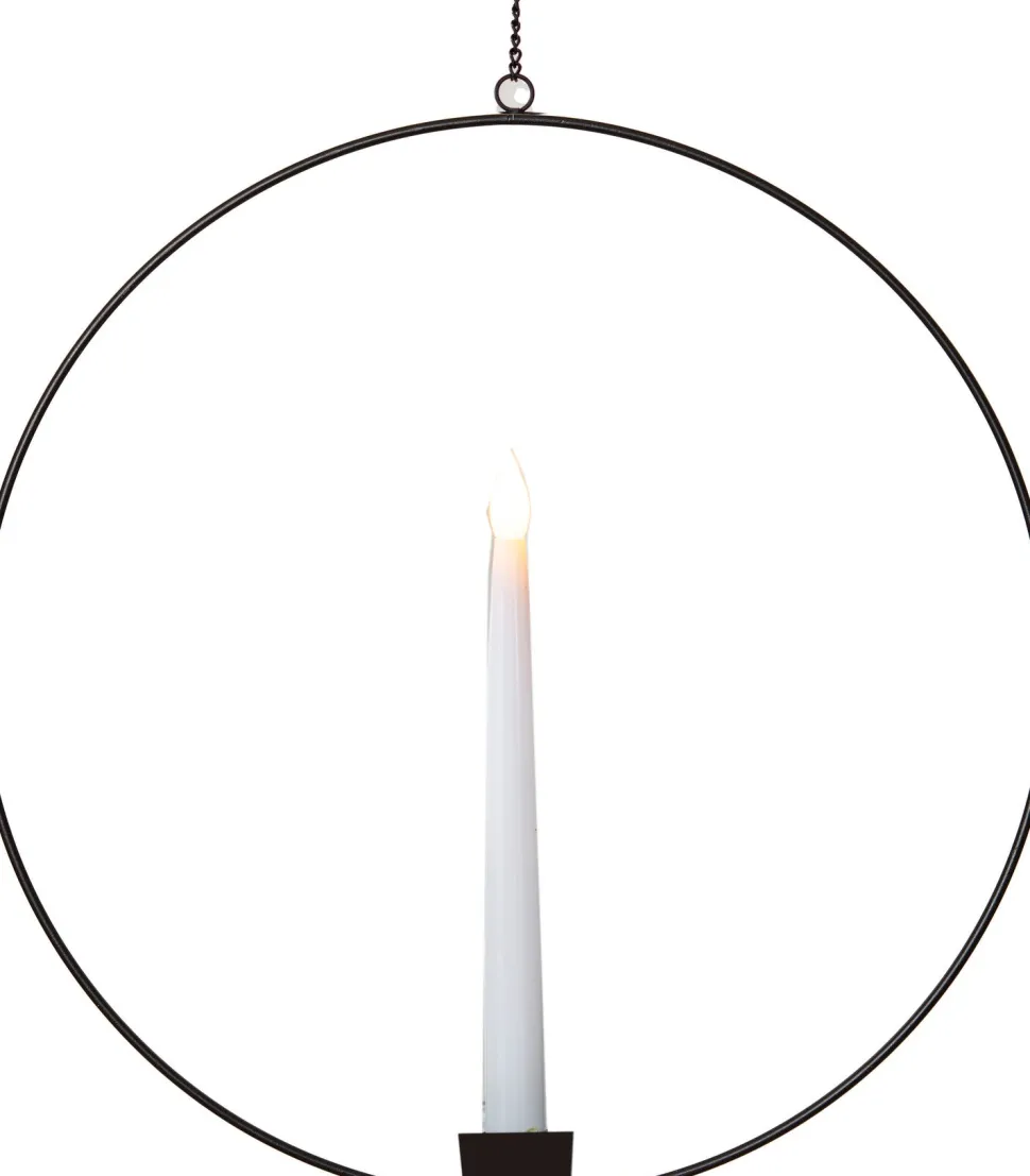 Intratuin Weihnachtsdeko Ring schwarz 40 x 2,5 x 42 cm mit 1 Lämpchen extra warm