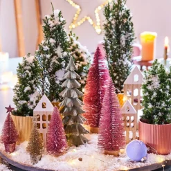 Intratuin Weihnachtsdeko Baum 7 x 7 x 15 cm rosa