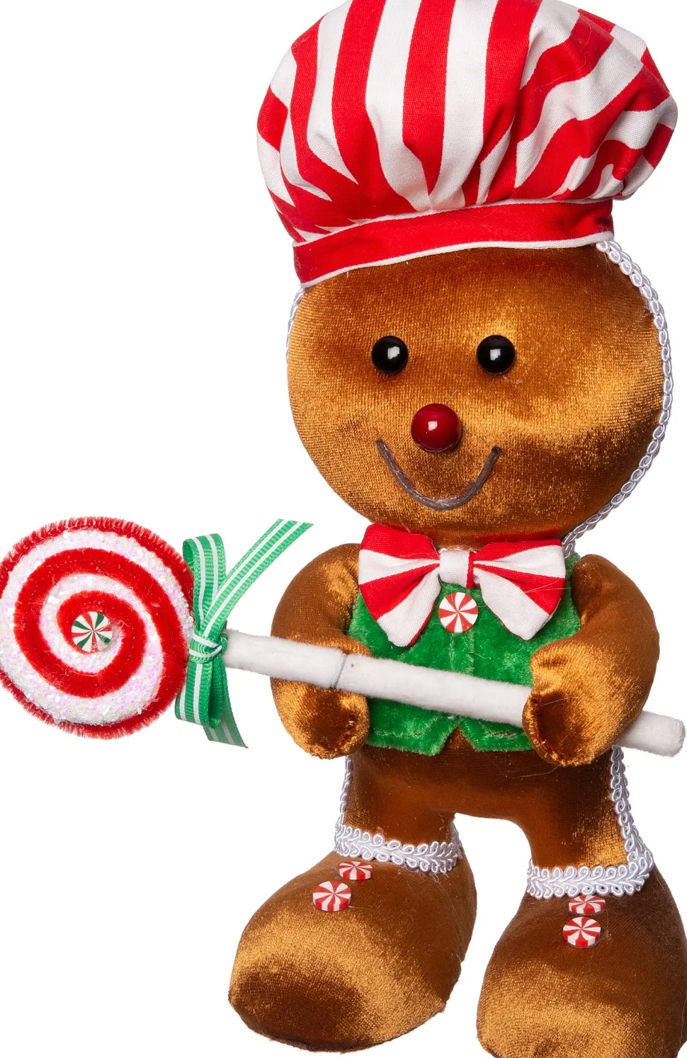 Intratuin Weihnachtsdeko Candyline Lebkuchenmann mit Lolly rot / braun 18 x 12 x 26 cm