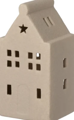 Intratuin Weihnachtsdeko Häuschen Ole grau mit Beleuchtung 8 x 7,5 x 15 cm